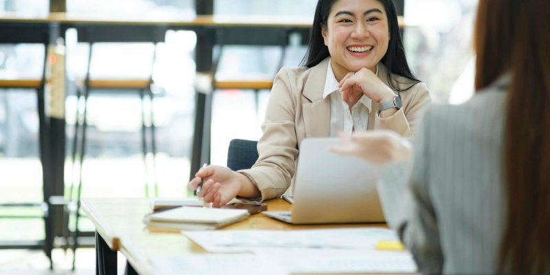 Businesswoman having a job interview to help with business and as a consultant.