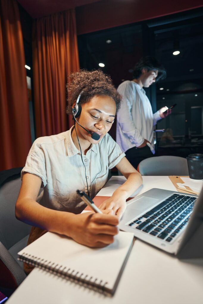 Female person working in support service of company